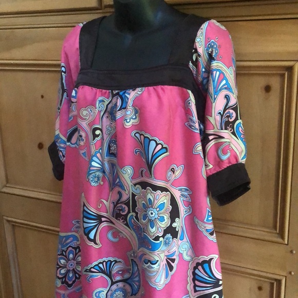 Banana Republic boho silk tunic dress paisley L - Picture 5 of 8